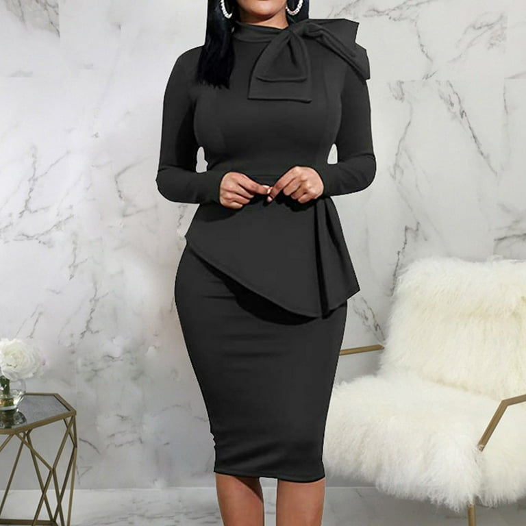 Black dress clearance sleeves below knee