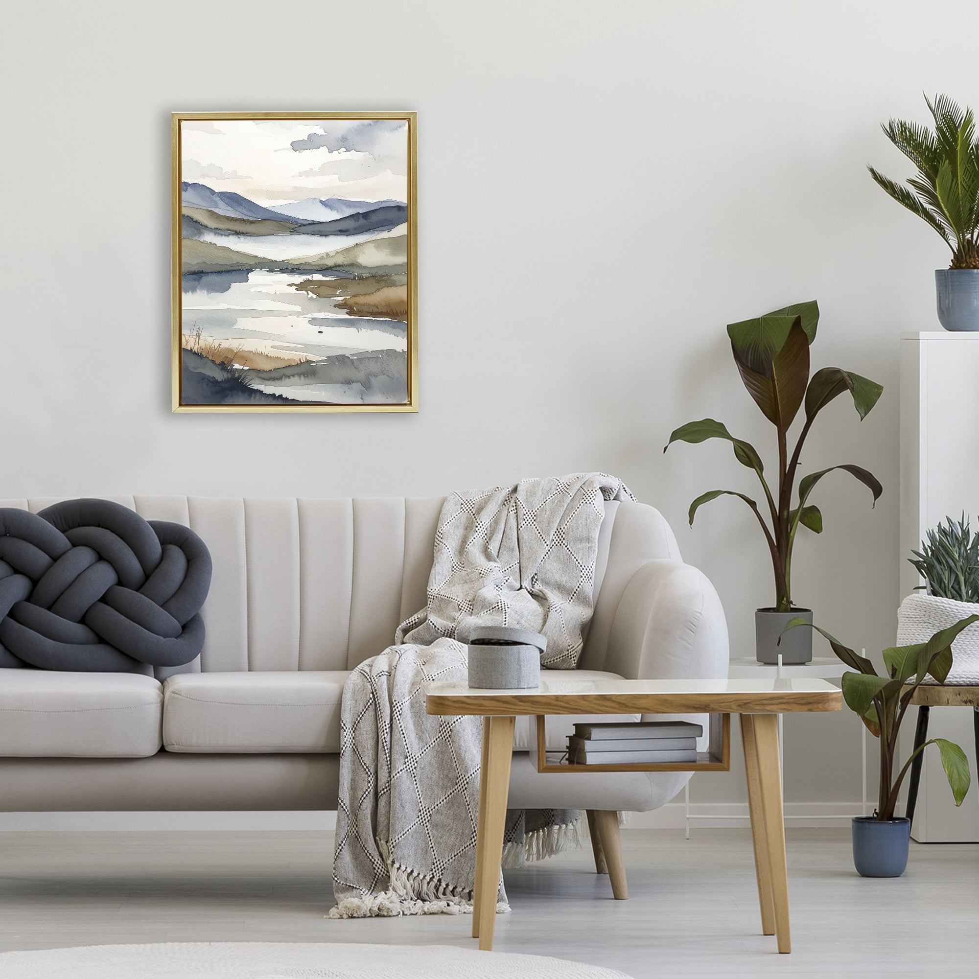 Stupell Industries Flow Of Water Pond Gold Framed Floater Canvas Wall Art, design by Alonza Saunders