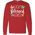 thumbnail image 3 of Inktastic Lucky Blessed and Loved Horseshoe Clover Hearts Long Sleeve T-Shirt, 3 of 5