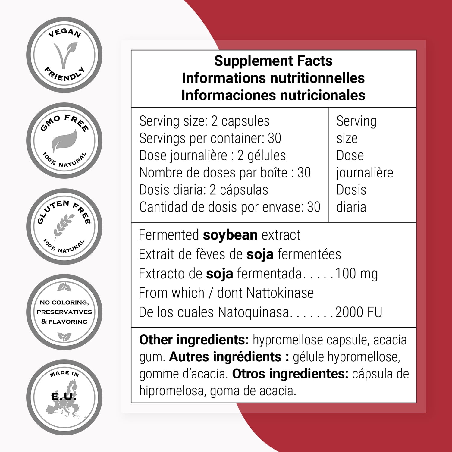 SuperSmart Nattokinase 2000FU or 100mg per Day (Highly Bioavailable) - Japanese Natto Extract - Fibrinolytic Enzyme | Gluten Free - 60 Vegetarian Softgels