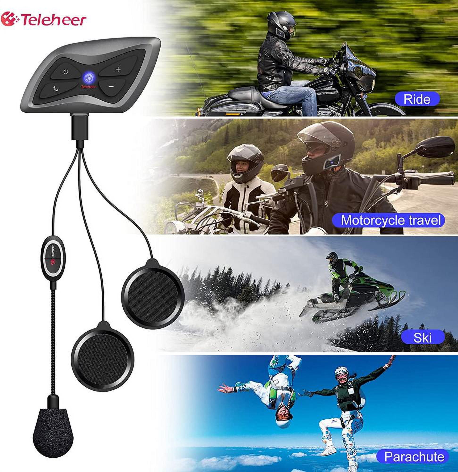 2Pcs Motorcycle Bluetooth Intercom Headset for Helmet 1500M Handsfree 6 Rider