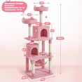 thumbnail image 3 of HYJY Cat Tree, 70.5in Cat Tower for Indoor Cats, Multi Level Cat Condo Activity Center Play House with Hammock, 2 Plush Perches, Dangling Ball, Pink, 3 of 18
