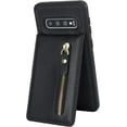 thumbnail image 6 of Samsung Galaxy S10 Case with Card Holder for Women, Samsung Galaxy S10 Phone Case Wallet with Credit Card with Ring Kickstand Zipper Shockproof Slim Stand Case - Black, 6 of 7
