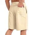 thumbnail image 2 of SWSMCLT Men's Cotton Blend Shorts Gym Bermuda Shorts Casual Drawstring Summer Elastic Waist Apricot X-Large, 2 of 4