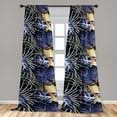 thumbnail image 4 of Ambesonne Nature Abstract Curtains, Psychedelic Foliage, Pair of 28"x63", Indigo Mustard Dimgray, 4 of 5