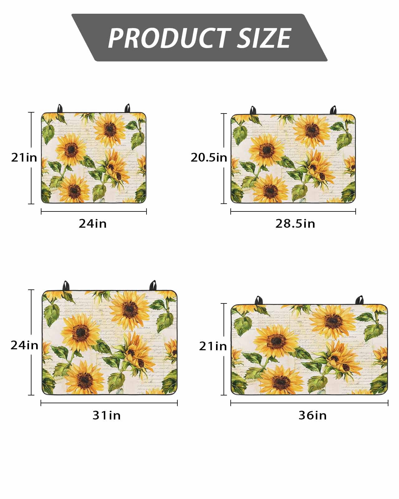 Stove Top Covers for Electric Stove, Retro Sunflower Glass Stovetop Cover Protector, Watercolor Letter Flowers Induction Cooktop Protector Oven Mat for Kitchen Countertop 24"x21"