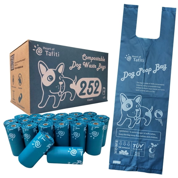 Bolsas para excrementos de perro Heart of Tafiti, 252 unidades, compostables, a prueba de fugas
