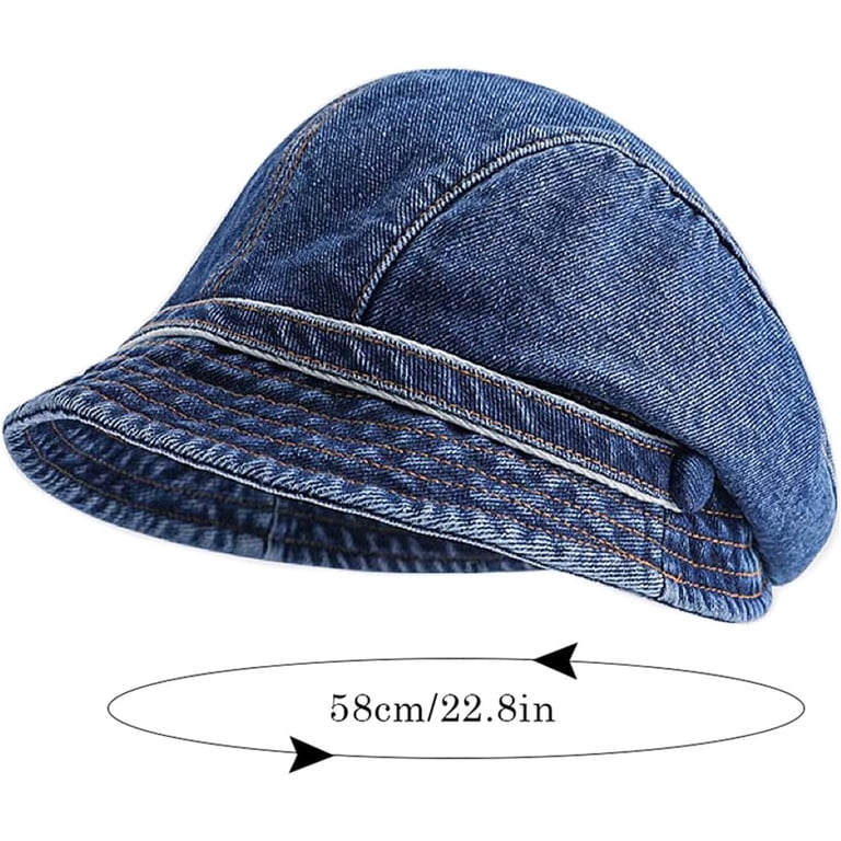 9523 Beret Hats Denim Newsboy Cap Retro Artist Hat For Women Navy Beret Hats Denim Newsboy Cap Retro Artist Hat for Women Men  main image 2