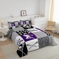 thumbnail image 2 of Eat Sleep Lacrosse Comforter ,Grey Purple Lacrosse Bedding King,Lacrosse Player Stick Bedding Comforter Set,Sports Buffalo Plaid Duvet Insert with 2 Pillowcases Soft, 2 of 6