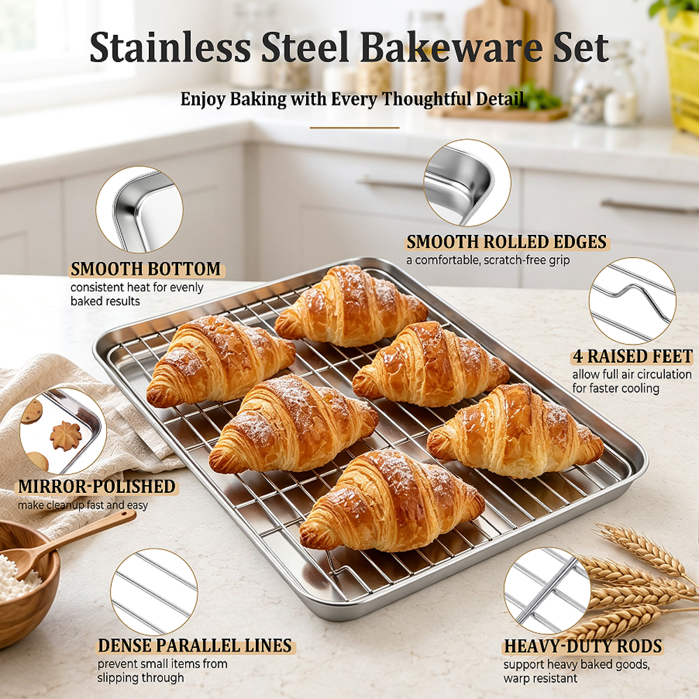 VeSteel Stainless Steel Quarter Sheet with Cooling Rack photo 2