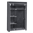 thumbnail image 4 of Tcbosik 4-Tier Portable Wardrobe with Cover and Side Pocket, Closet with Hanging Rod and Storage Shelves, Clothes Rack Organizer for Bedroom, Gray, 4 of 8