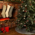 thumbnail image 3 of Xiao Hua Falda para árbol de Navidad de 92 cm, redonda, trenzada, de punto trenzado, gruesa, rústica, decoración navideña neutra, ideal para fiestas navideñas en casa, color gris., 3 of 4