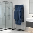 thumbnail image 4 of Standing Towel Rack, 3-Tier Metal Towel Rail, Freestanding Towel Holder, Black for Bathroom, Clothes Airer & Bathroom Accessories, Modern & Stable, 4 of 6