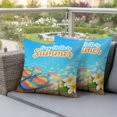 thumbnail image 3 of Say Hello to Summer Outdoor Pillow Covers Pack of 2 Coastal Watercolor Blue Beach Slippers Flower Fish Waterproof Throw Pillow Covers Decorative Cushion Cases for Patio Garden Tent Balcony 18x18 inch, 3 of 9