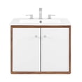thumbnail image 2 of Modway Transmit 24.5" Modern Plastic Wall-Mount Bathroom Vanity in Walnut/White, 2 of 8