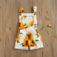 thumbnail image 2 of Toddler Baby Girl Sunflower Print JumpsuitRompers Bib Overalls Shortalls Suspender Shorts Jeans Pants, 2 of 6