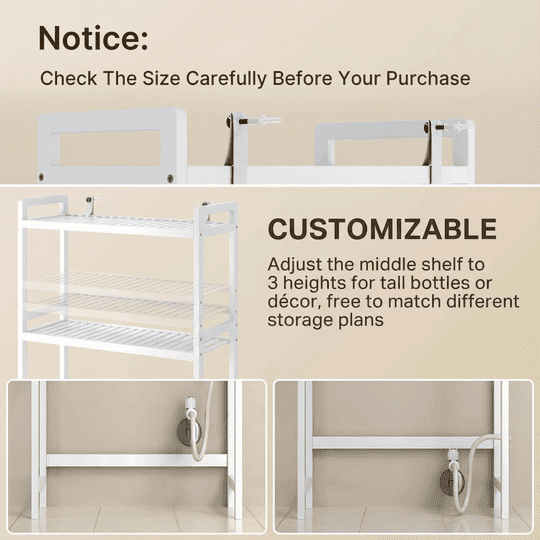Aiho 3-Shelf Over the Toilet Space Saver，Over the Toliet Storage Cabinet for Bathroom, Lavatory, Laundry - White