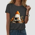 thumbnail image 2 of enyan Halloween Shirts Woman Funny Ghost Pumpkin Graphic Printed Shirts Halloween Short Sleeve Graphic Tees Fall T-Shirts Tops Grey,M, 2 of 5