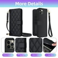 thumbnail image 4 of Furiet Argyle Wallet Case for iPhone 15 Pro Max 6.7 inch with Tempered Glass Screen Protector Wrist Strap Shoulder Strap, Card Slots Stand Phone Cover for i Phone15 15Pro i15 ProMax 15ProMax Black, 4 of 8