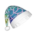 thumbnail image 2 of Fuzoiu Rainbow Glitter Print Santa Hat Christmas Hat for Adults,Santa Hats with Pompom, Unisex Xmas Holiday Hat for Christmas New Year Festive Party Supplies, 2 of 6