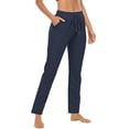 thumbnail image 5 of Hanerdun Women Fitness Pants with Split Hem Female Sports Bottom Navy Blue L, 5 of 6