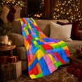 thumbnail image 3 of Colorful Building Blocks Mosaic, Playful Artistic Scene, Warm Flannel Blanket for Home Library and Reading Nook, Art Lovers Valentine's Day Gift, Artistic Home Decor, 3 of 9