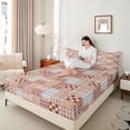 thumbnail image 5 of Feelyou Fashion Rustic Plaid Twin Sheet Sets for Adult, Square Abstract Ombre Twin Fitted Sheet, Chic Buffalo Flat Sheet, Super Cozy Room Decor, 3 Pieces, 5 of 8
