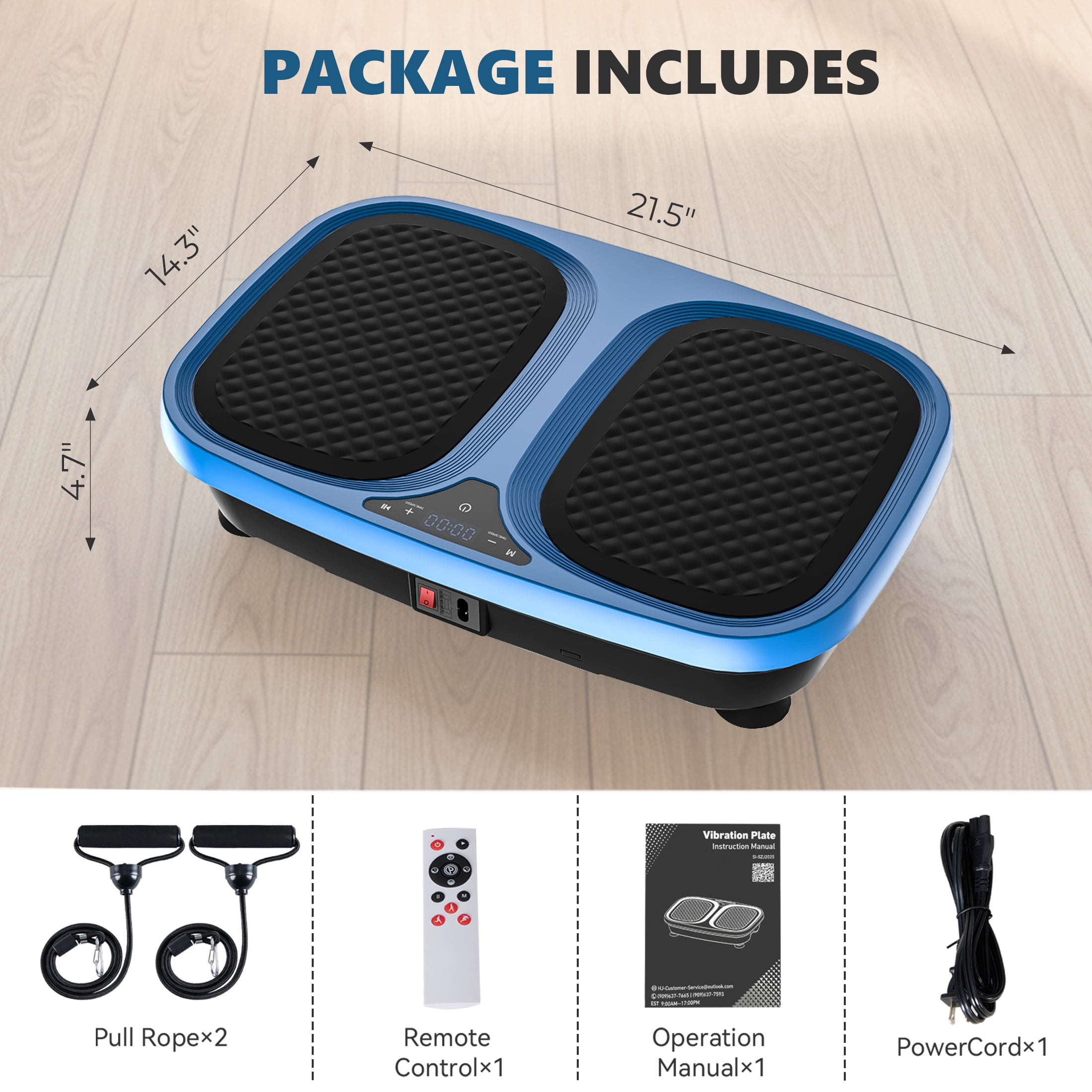 SHOUFTW Vibration Plate, Vibrating Platform Exercise Machines, Whole Body Fitness Machine for Weight Loss, Toning & Wellness for Home Gym, Blue