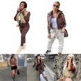thumbnail image 2 of Fashionable Women Zip Up Stand Collar Sleeveless Lightweight Padded Cropped Puffer Quilted Vest Warm Winter Jacket Brown S, 2 of 5