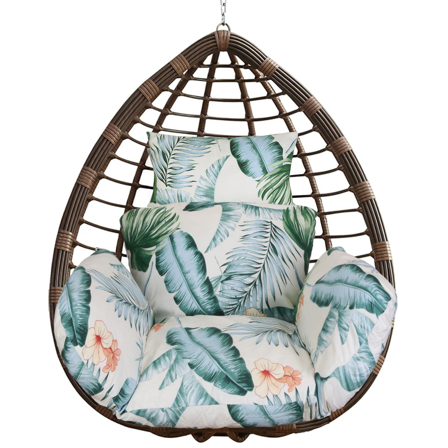 Outdoor Egg Chair Cushions Hanging Basket Seat Cushion Thicken Soft Egg Swing Chair Pad with Headrest for Backyard, Deck, Sun Room, Garden,Swimming Pool
