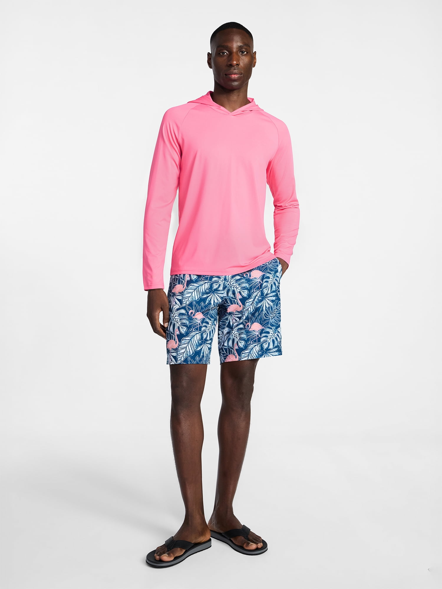 George Men's and Big Men's Hooded Sun Shirt with Long Sleeves, UPF 50+, Sizes S-3XL