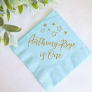50pcs Personalized any text Twinkle Little Stars Christening/Baptism Napkins First Holy Communion birthday party Napkins, custom Rehearsal Dinner Napkins，Party napkins for reception disposable 5"x5"