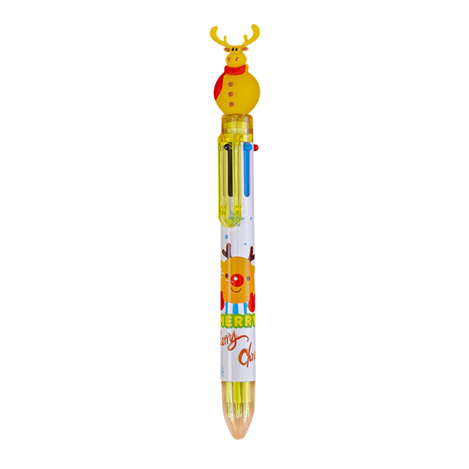 Airpow Cute Pens 6 Color Christmas Ballpoint Pen Push Type Color Multifunction Marker 2Ml Erasable Pens Smooth Writing, Retractable, Waterproof, Fading