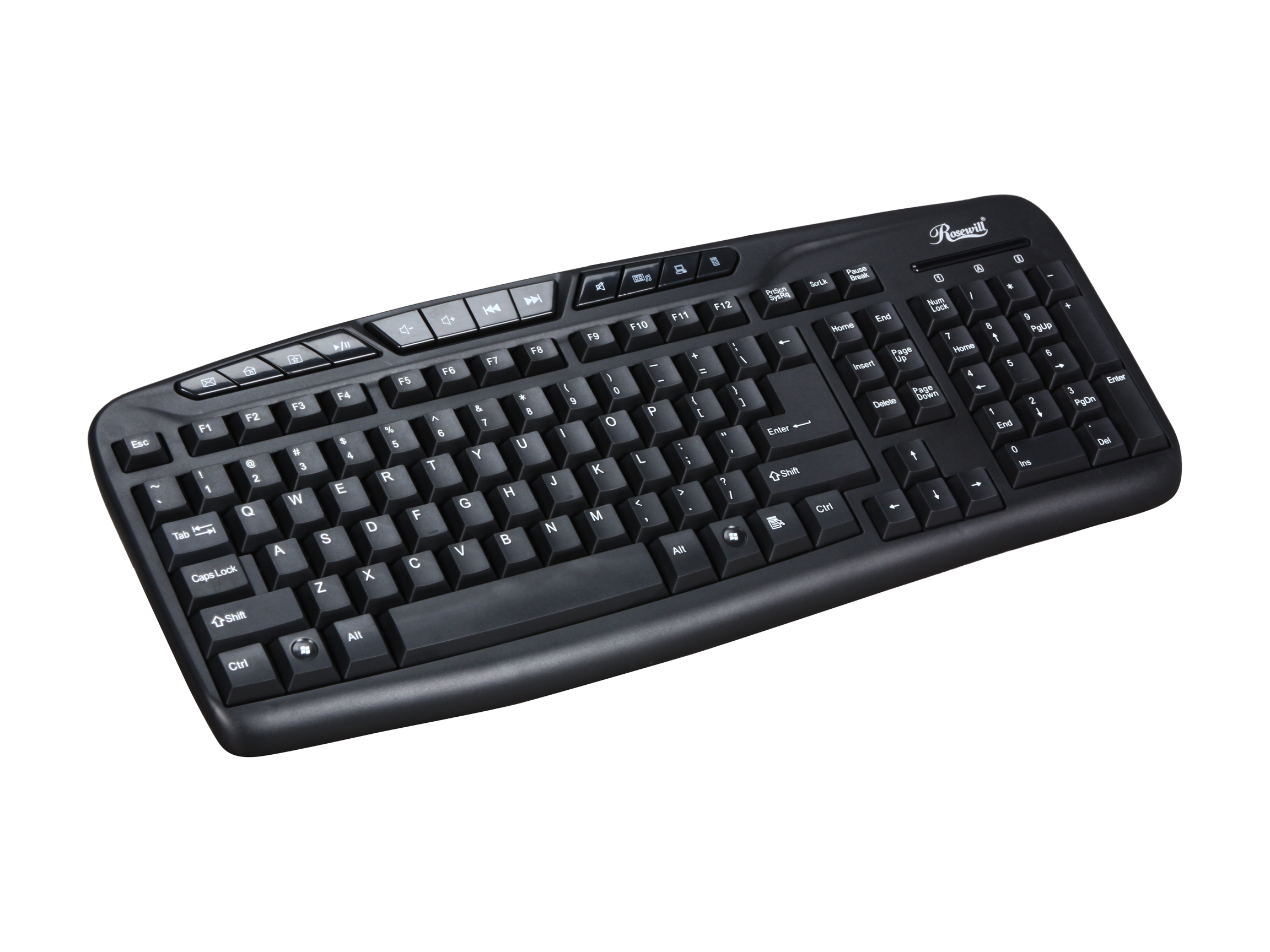 Rosewill RK700M Multimedia Keyboard Black, 104 Normal & 12 Function