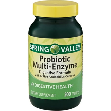 Spring Valley Probiotic Multi-Enzyme Digestive Formula Tablets, 200 ...