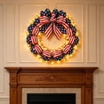 thumbnail image 2 of Patriotic Flag Wreath, Flag Inspired Red White Blue Wreath for Independence Day Memorial Day Decor, Outdoor Indoor Fourth of July Porch Wall Hanging Decoration, 2 of 7