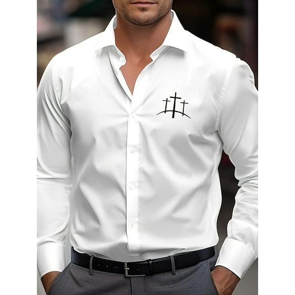 Men's Dress Shirts Stretch Wrinkle Free Shirts Formal Wedding Prom Long Sleeve Button Down Shirt White XL