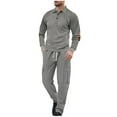 thumbnail image 2 of Zedker Men's Tracksuits 2 Piece Athletic Track Suit Jogging Sweatsuits Casual button Polo Shirt Sports Set Gray Plus XXL, 2 of 9