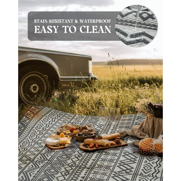 MontVoo Reversible Boho Outdoor Rugs 6' x 9' Easy Cleaning