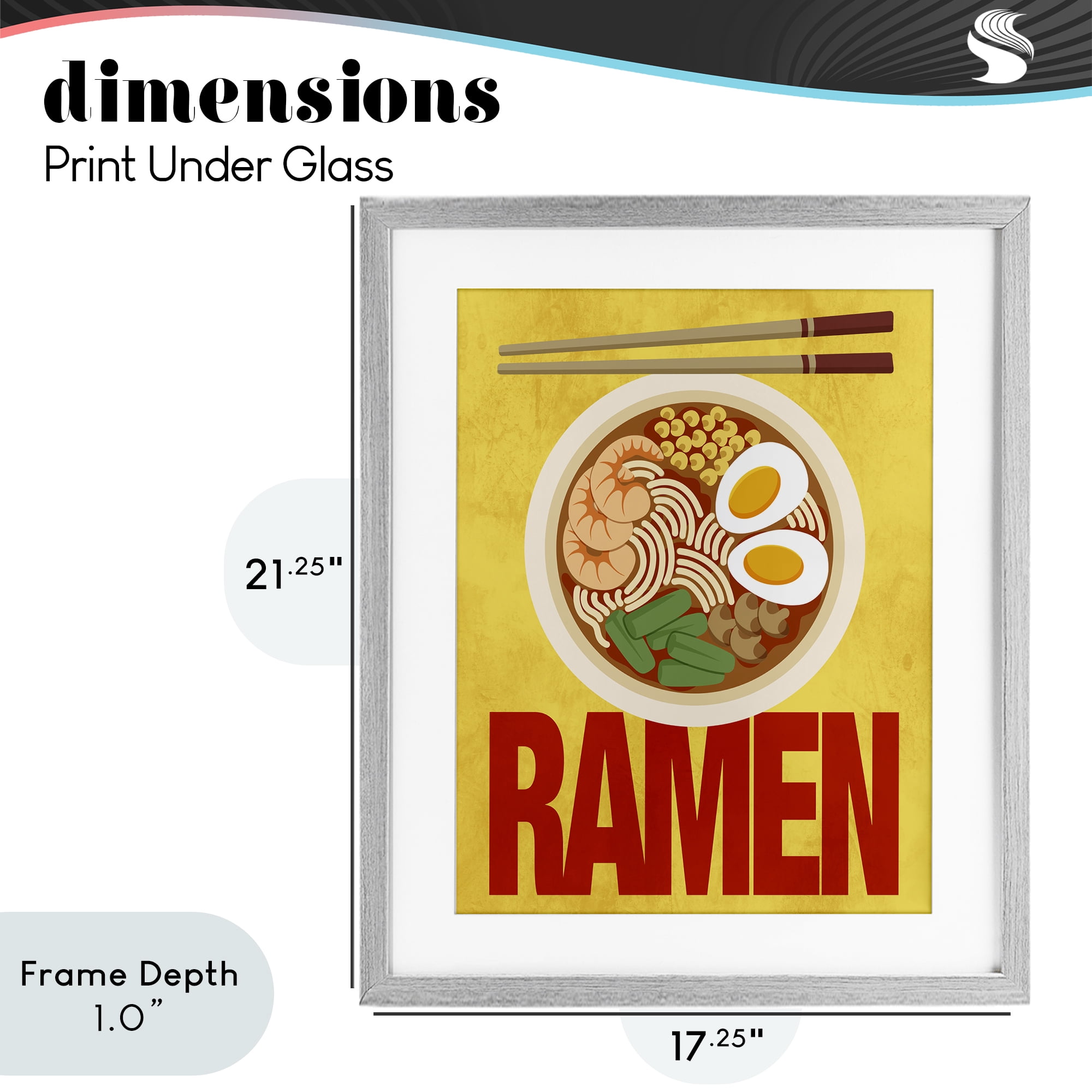 Stupell Industries Bright Ramen & Chopsticks Gray Framed Print Under Glass, design by Marcus Prime