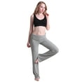 thumbnail image 4 of HDE Women's Color Block Fold Over Waist Yoga Pants Flare Leg Workout Leggings (Heather Gray, 1X), 4 of 6