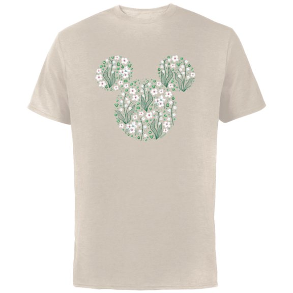 Disney Mickey Mouse May Birth Month Birthstone & Flowers - Short Sleeve Cotton T-Shirt for Adults - Customized-Natural