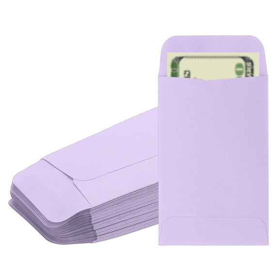 Uxcell Money Envelope, 50 Pcs 3.5" x 2.2" Cash Holder for Checks Coins, Purple