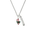 thumbnail image 2 of Delight Jewelry Silvertone Candy Cane with Green Bow Silvertone Courage Strength Wisdom Honesty Bar Charm Necklace, 23", 2 of 4