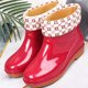 thumbnail image 3 of Botas de lluvia para mujer, antideslizantes, cortas, con punta redonda, de PVC y acolchado rojo, talla 37, 3 of 5