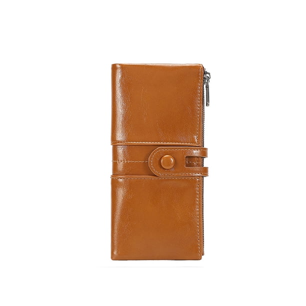 Qarigey Cartera larga para mujer, monedero con cremallera, monedero, bolso para teléfono móvil, soporte para dinero, tarjeta práctica, Carteras Marrón