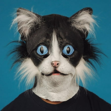  Star  Power Furry Face  Black Cat  Animal Head Mask Black 
