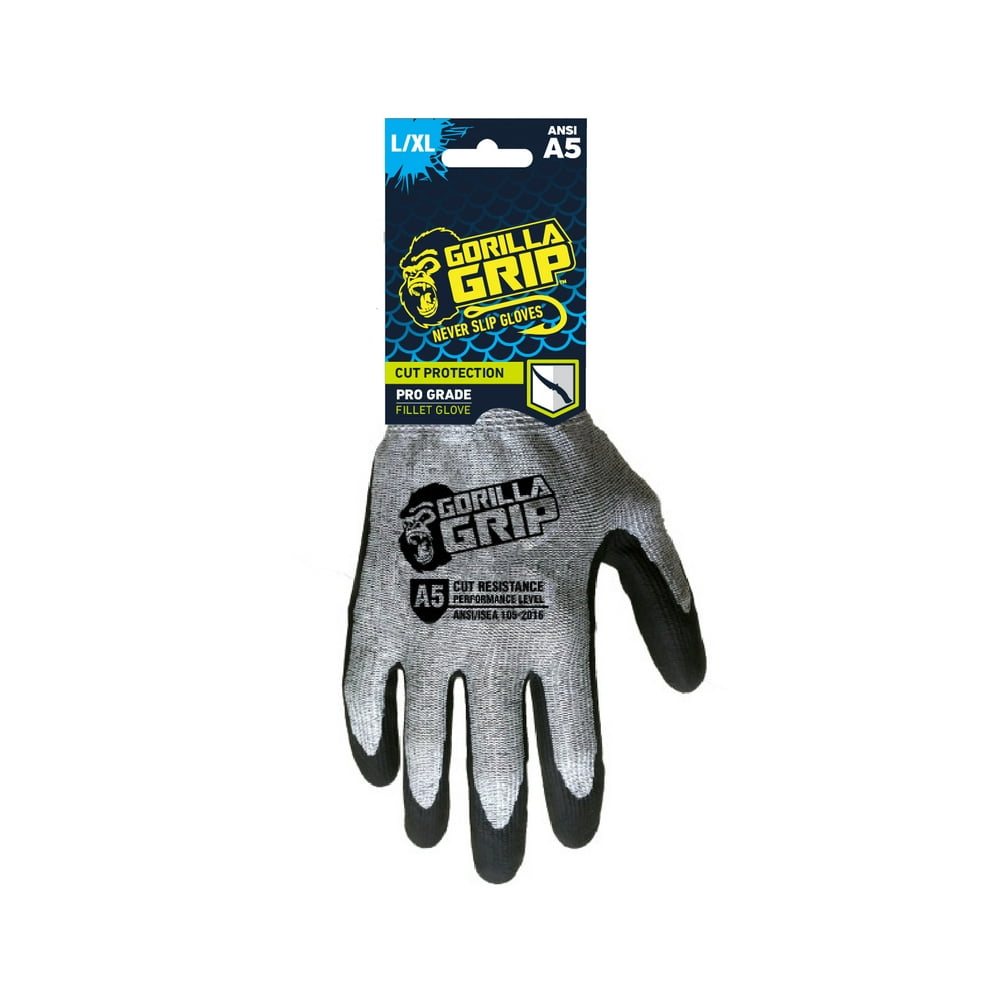 Gorilla Grip Pro Fillet Glove, A5 Cut Resistant Fabric, Size L/XL