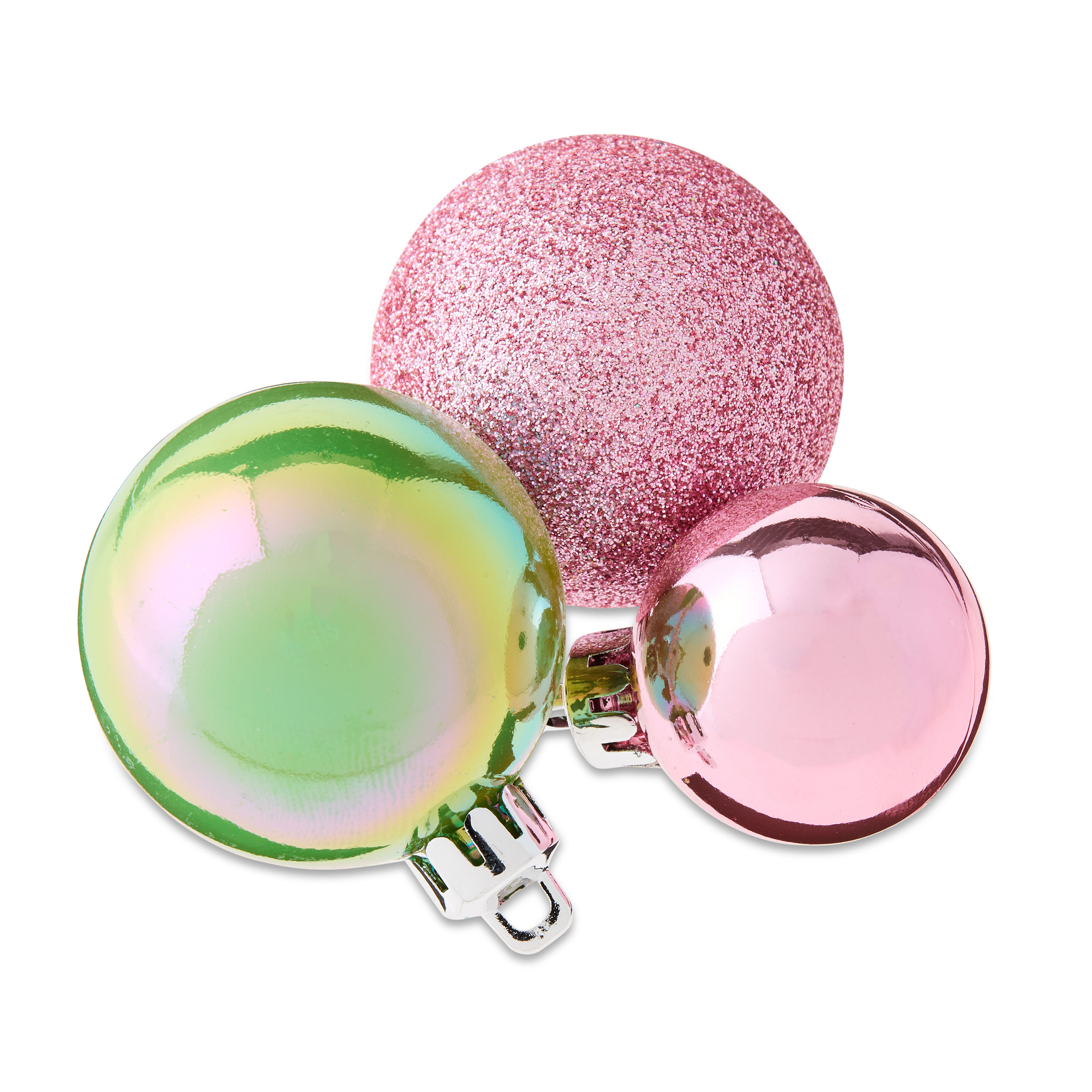 Light Pink/Light Green/Turquoise Mini Whimsy Shatterproof Christmas Ornaments, 20 Count, by Holiday Time