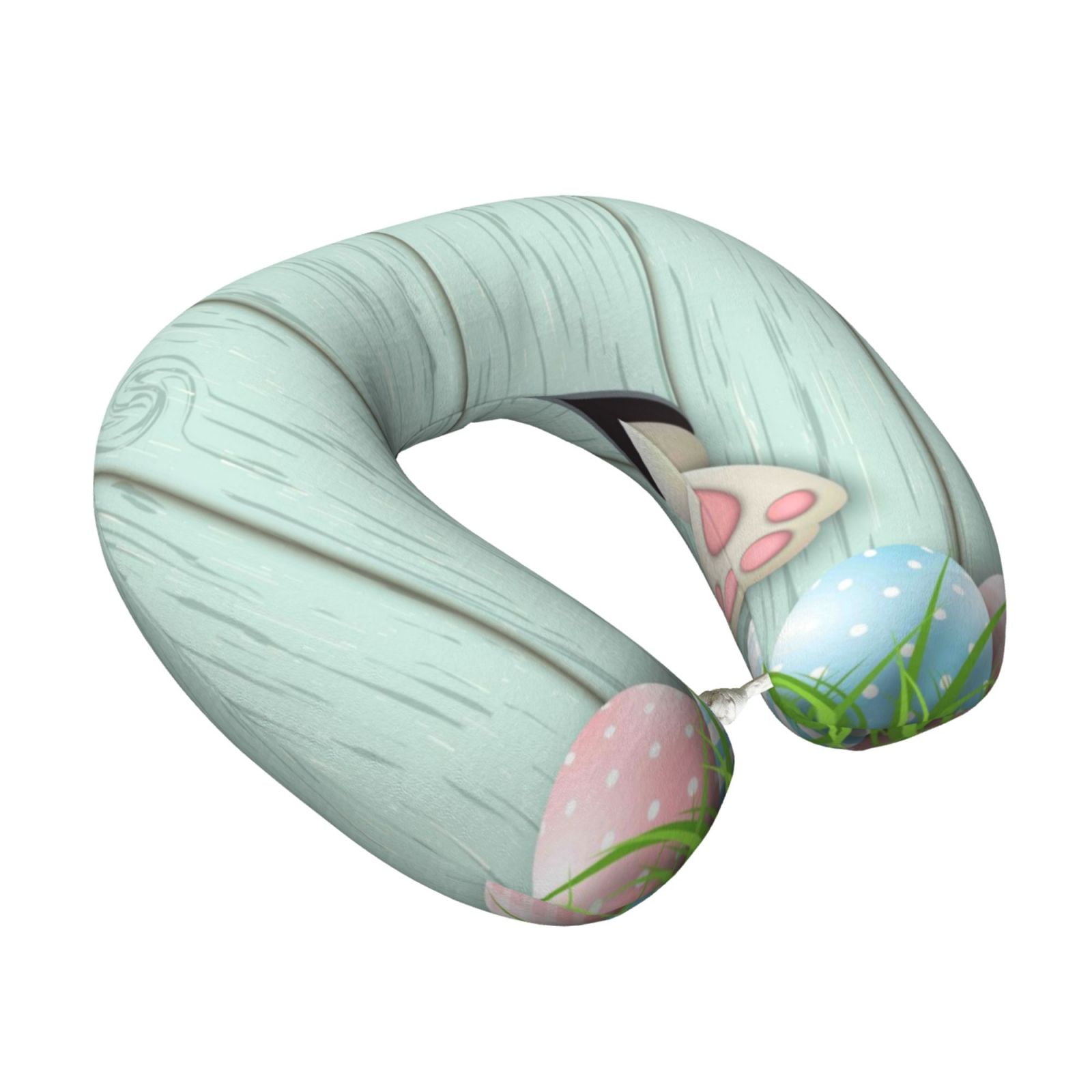 Xecao White Bunny Bottom And Easter Eggs Print Memory Foam Cervical Neck Pillow Versatile U-Shaped Pillows for Home,Office,Camping,Travelling,Soft Washable Cover